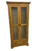 Oak display two door bookcase display cabinet