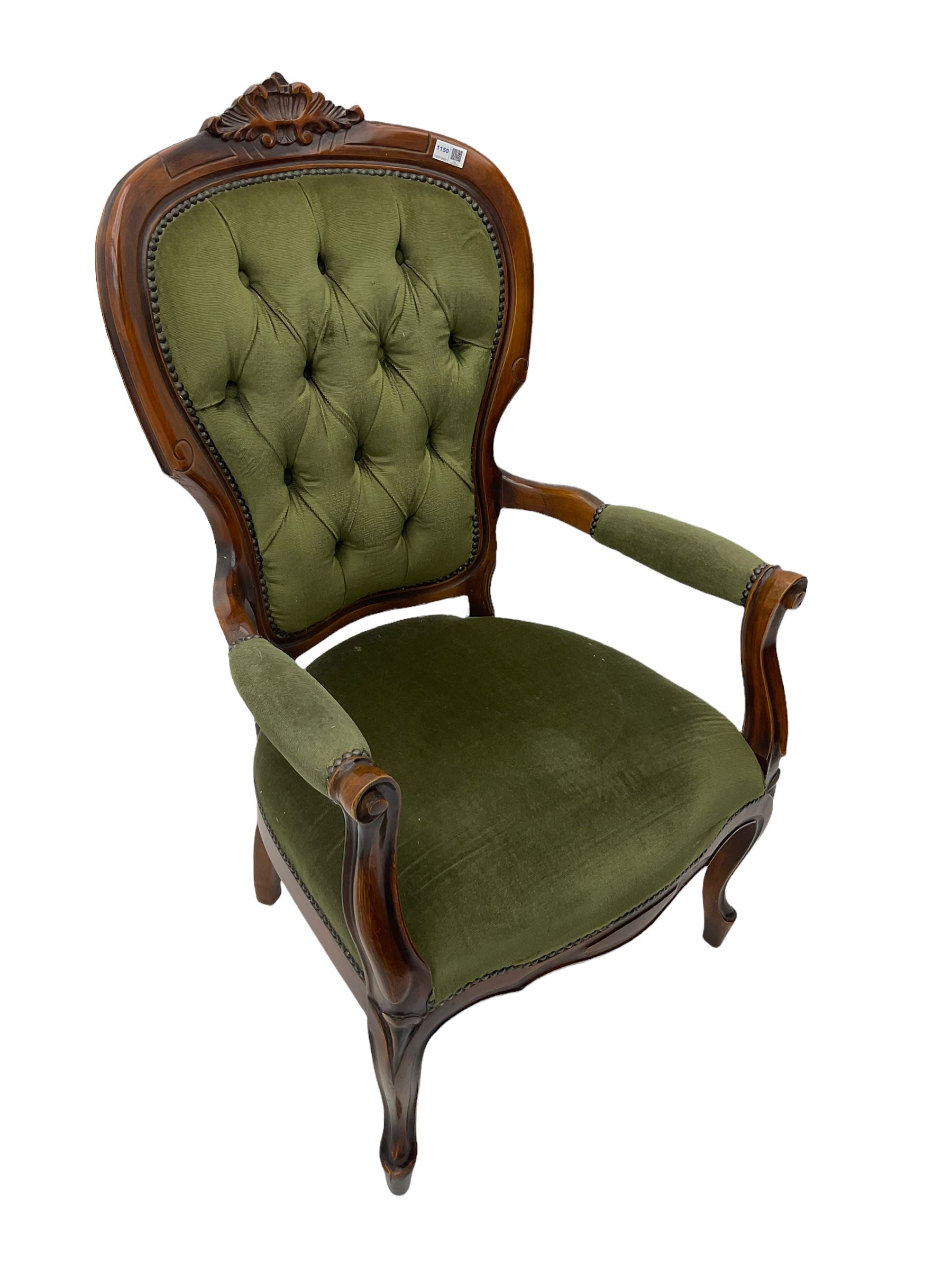Victorian style stained beech armchair - Image 6 of 6
