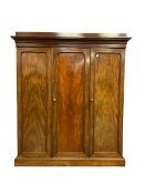 Victorian figured mahogany linen-press wardrobe