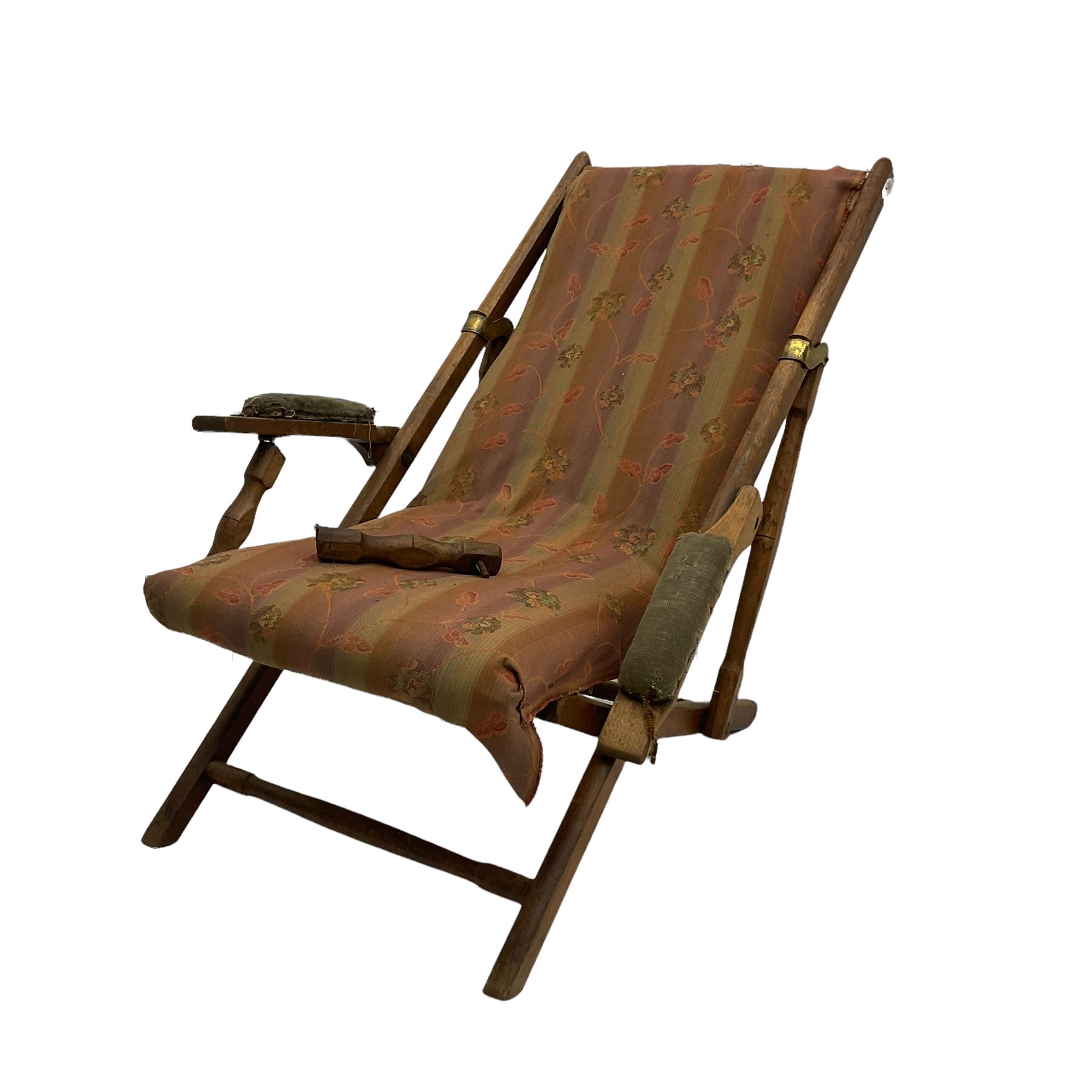 19th century teak campaign steamer or garden chair