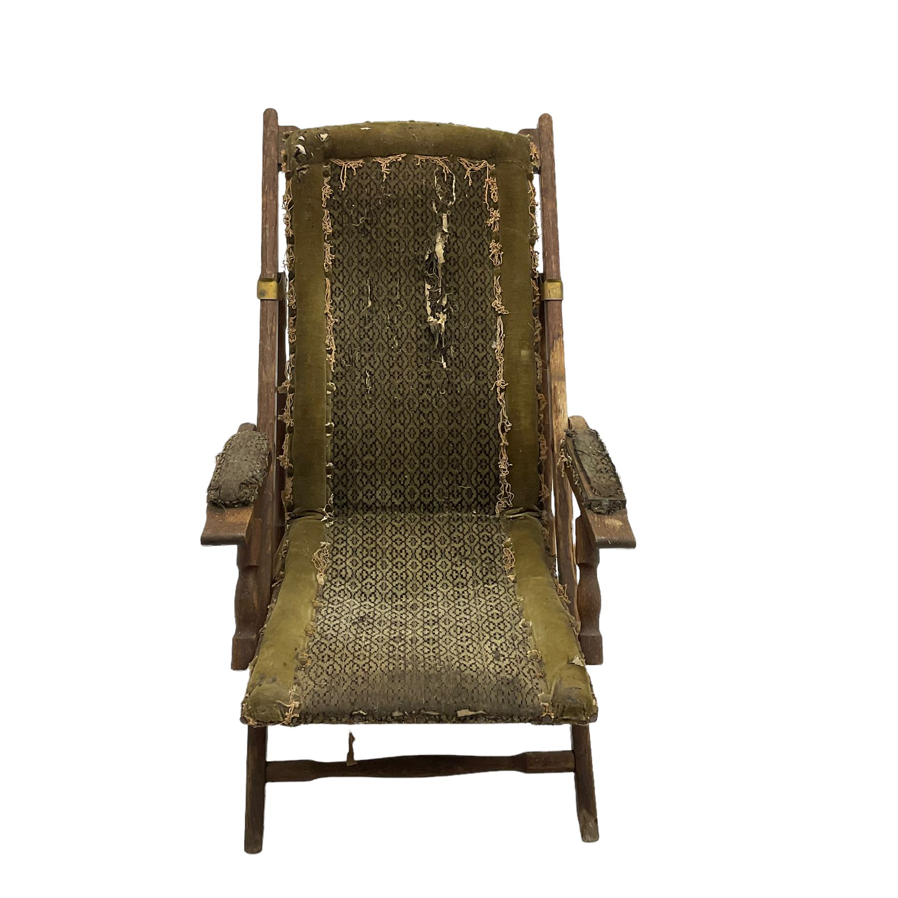 19th century oak campaign steamer or garden chair - Image 4 of 5
