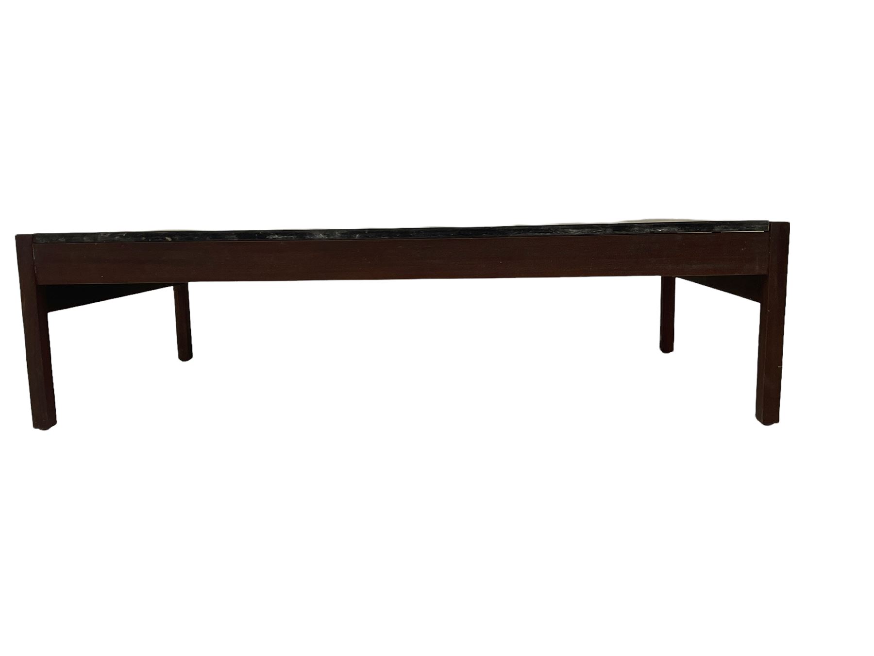 Mid-20th century rectangular teak coffee table with black lacquered top (117cm x 61cm - Image 4 of 8