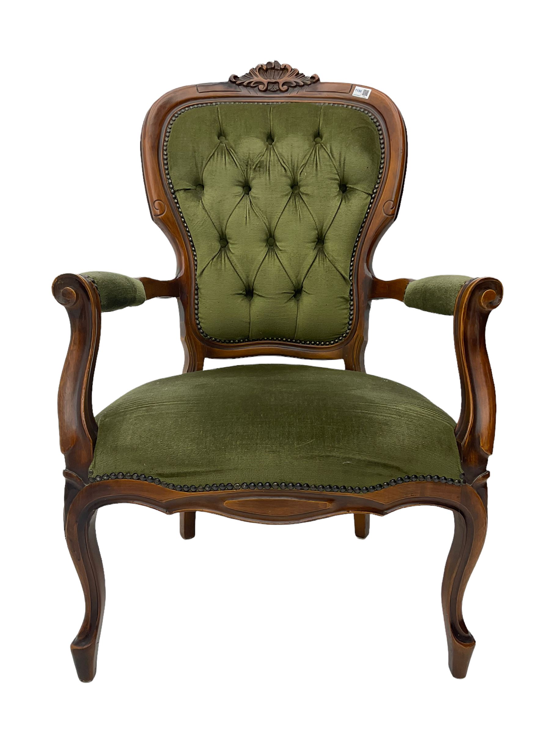 Victorian style stained beech armchair