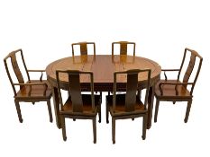 Chinese hardwood extending dining table with two leaves