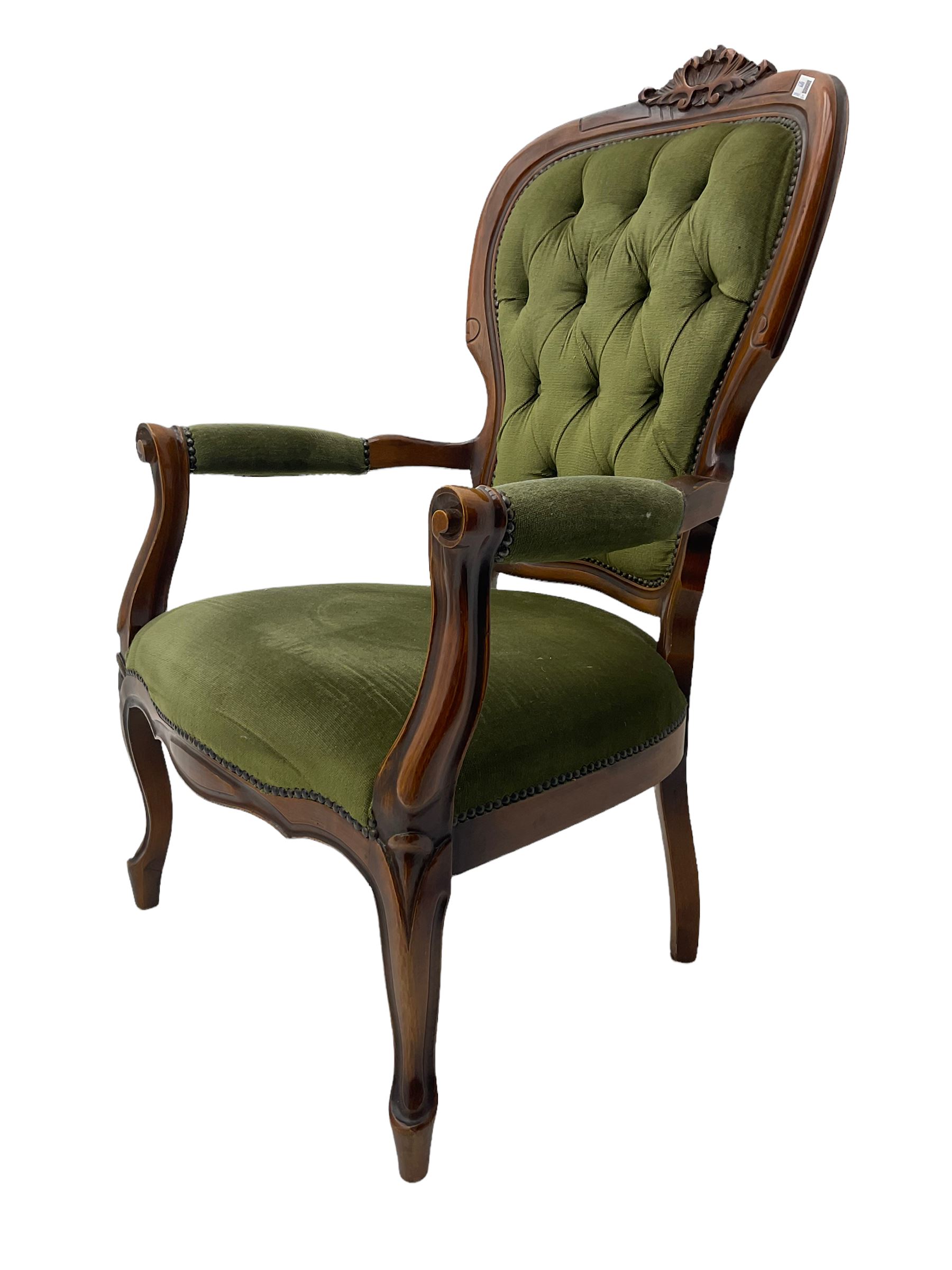 Victorian style stained beech armchair - Image 2 of 6