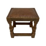 Yorkshire oak - 1960s rectangular oak stool