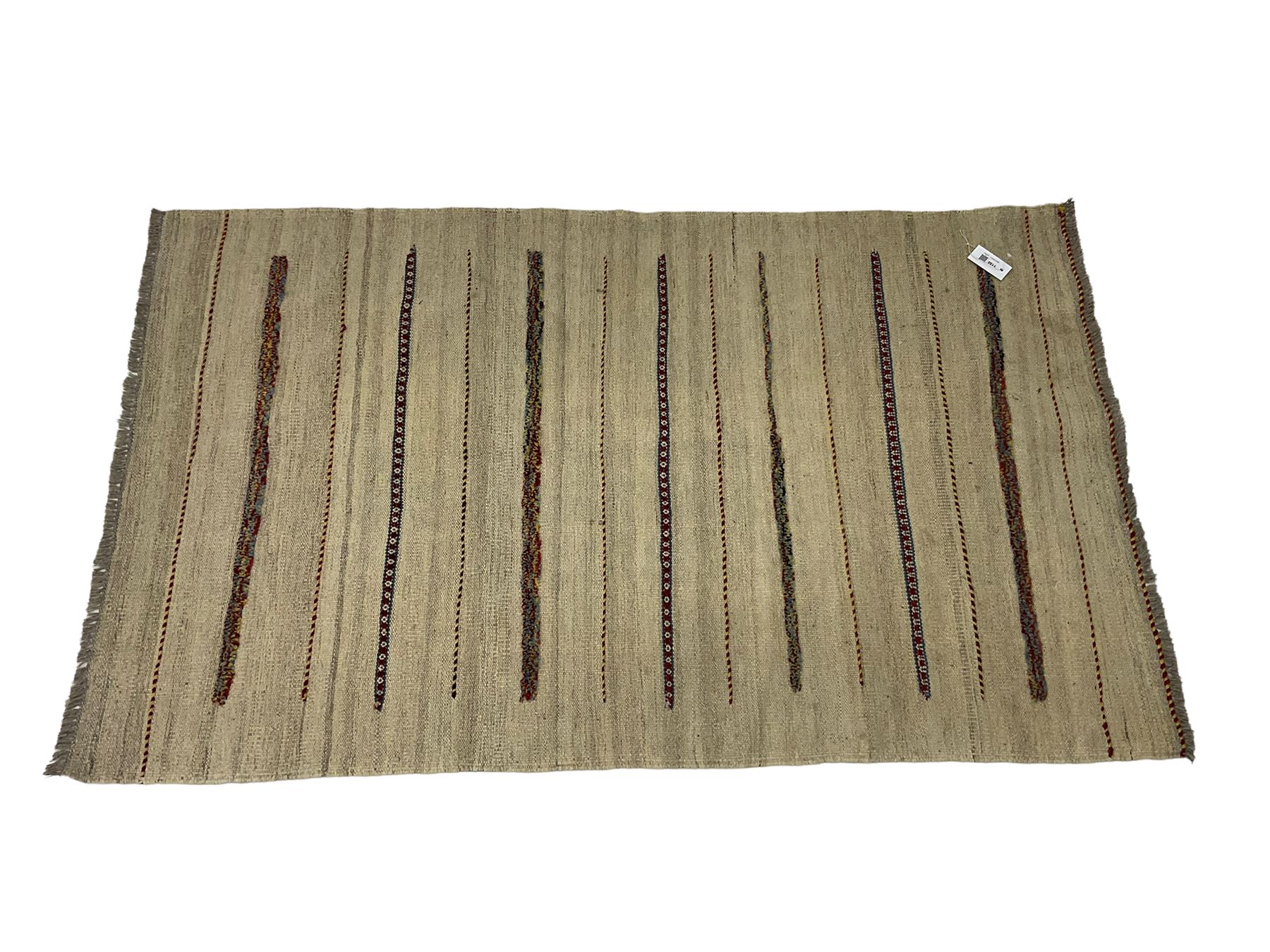 Flat woven rug decorated with patterned bands (160cm x 96cm) - Image 3 of 5