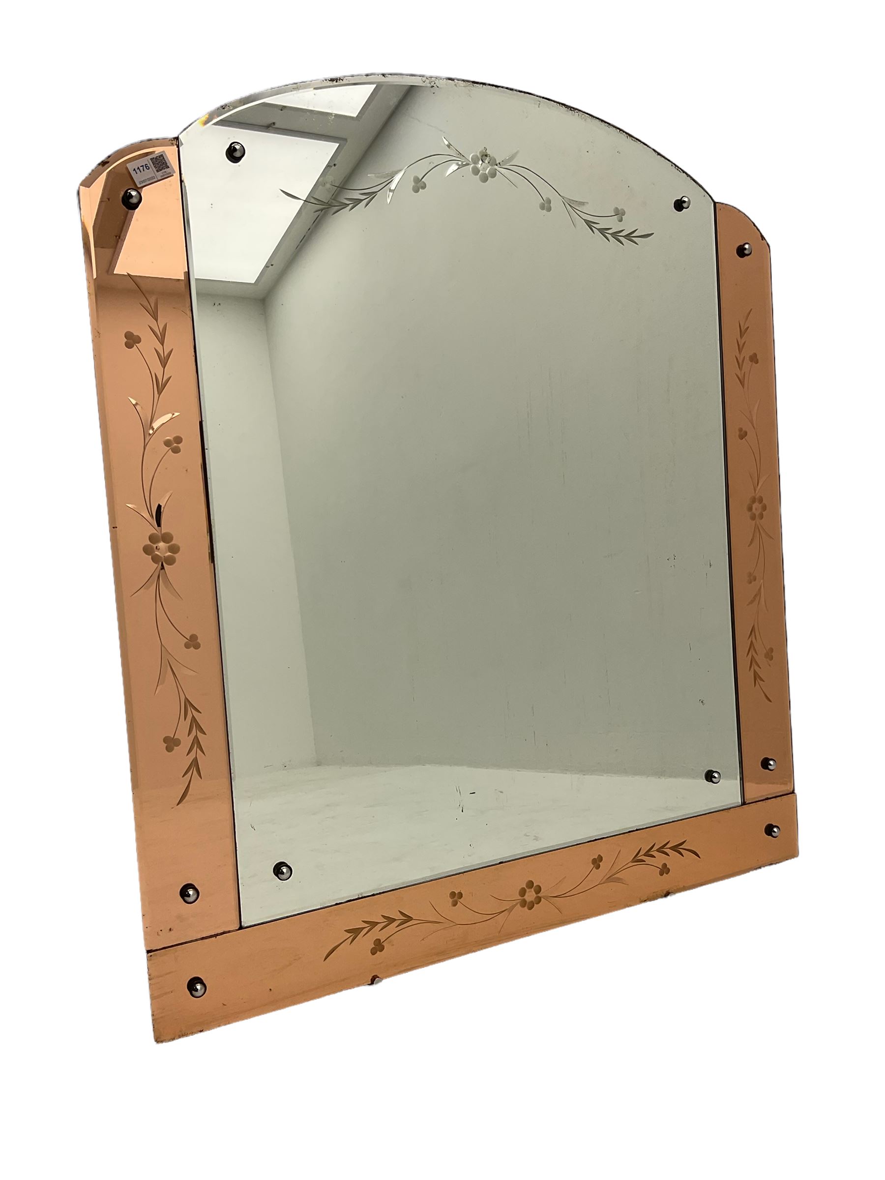 Art Deco style frameless wall mirror - Image 2 of 3