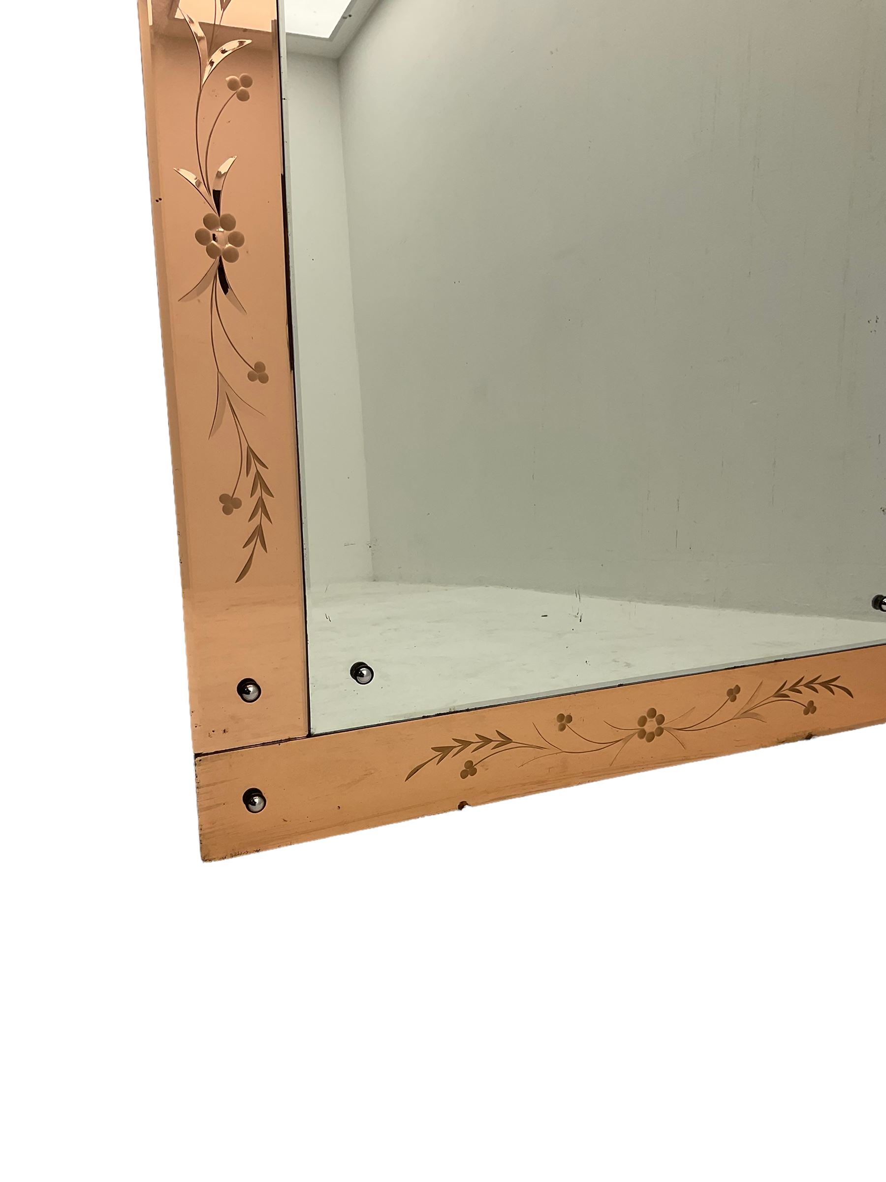 Art Deco style frameless wall mirror - Image 3 of 3
