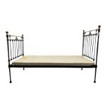 Victorian brass and black painted wrought iron 3' 6� single bedstead with box base