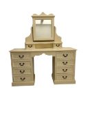 Painted pine twin pedestal dressing table