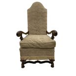 18th century design Continental walnut framed armchair