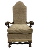 18th century design Continental walnut framed armchair