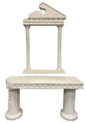 Cast architectural stone effect console table with mirror