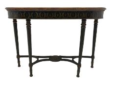 Regency style green finish console table