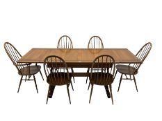 Ercol - medium elm drawer leaf extending dining table