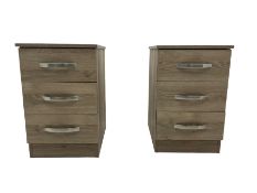 Pair oak finish pedestal chests