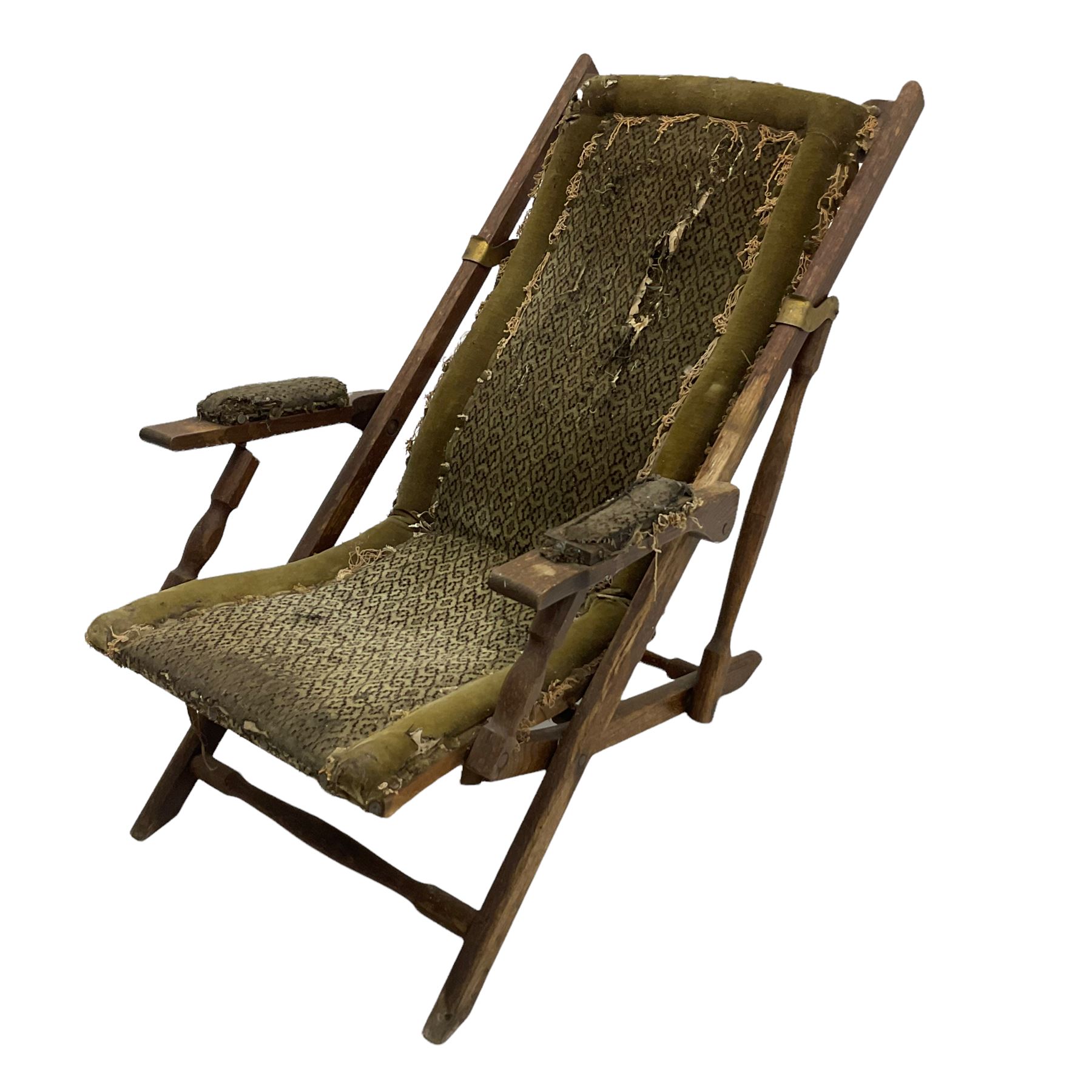 19th century oak campaign steamer or garden chair - Image 2 of 5