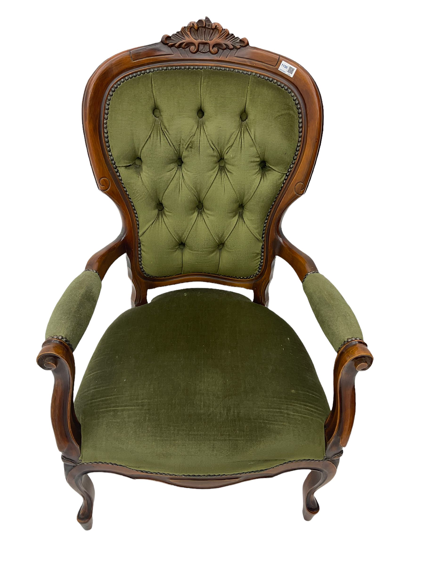 Victorian style stained beech armchair - Image 4 of 6