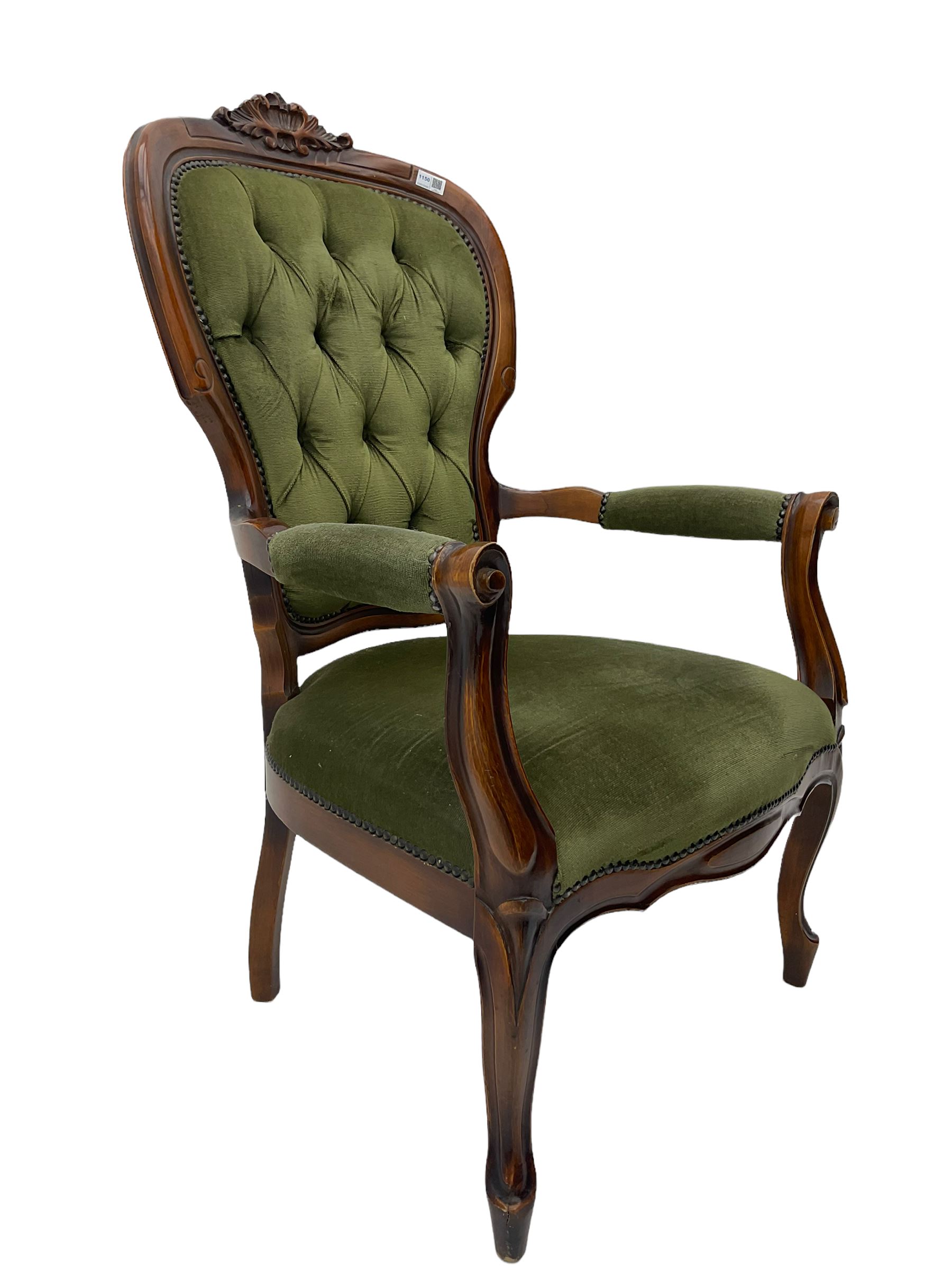 Victorian style stained beech armchair - Image 5 of 6