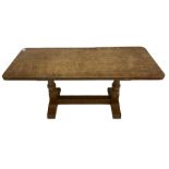Yorkshire oak - rectangular adzed oak coffee table by Colin Almack (Beaverman)