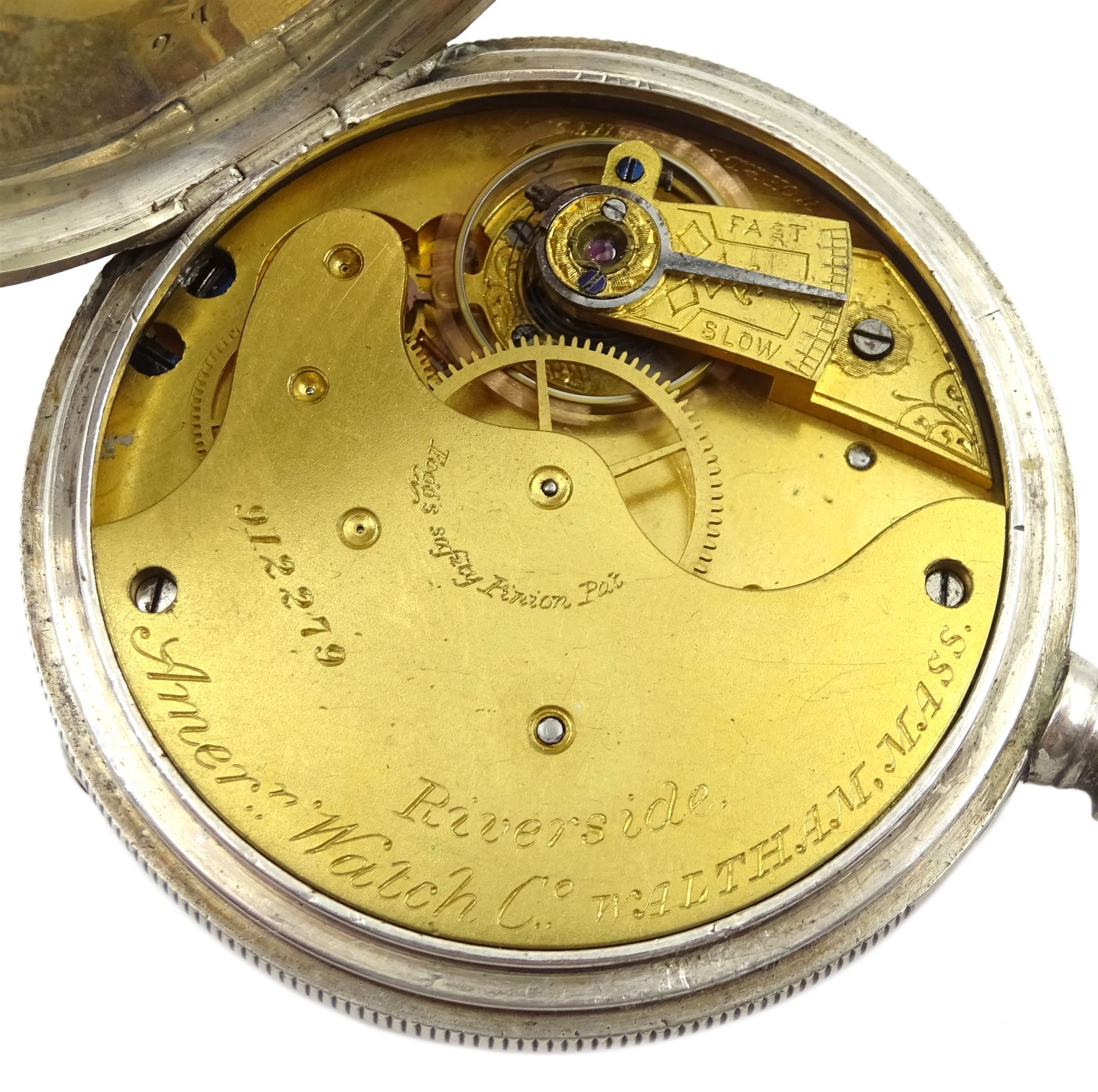 19th century silver open face keyless 'Riverside' pocket watch by American Watch Co - Image 4 of 4