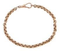 9ct rose gold belcher link bracelet with spring loaded clip