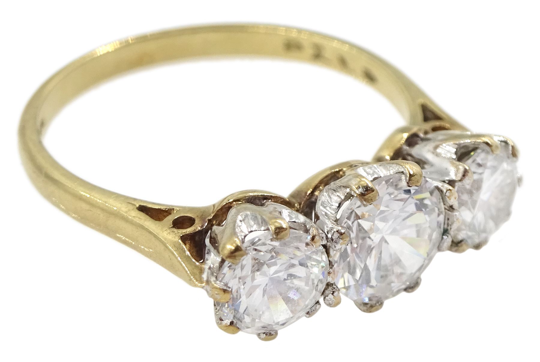 9ct gold three stone cubic zirconia ring - Image 3 of 4