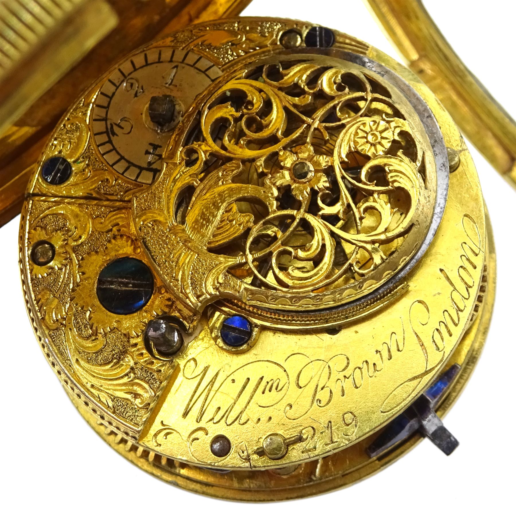 George III gilt verge fusee pocket watch by William Brown - Image 3 of 6