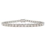 18ct white gold round brilliant cut diamond line bracelet