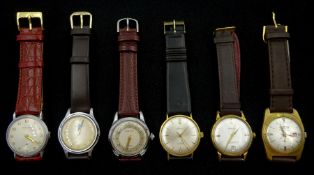 Six manual wind wristwatches including Jaeger-LeCoultre