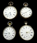 Four 19th/early 20th century silver lever pocket watches