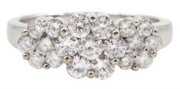 18ct white gold round brilliant cut diamond flower head cluster ring by Iliana