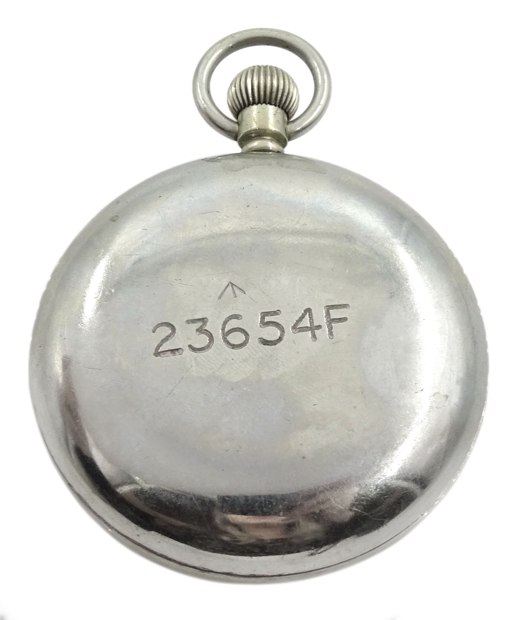 WWI British Military nickle open face keyless lever pocket watch by H. Williamson - Image 3 of 3