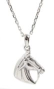 Silver horse head pendant necklace