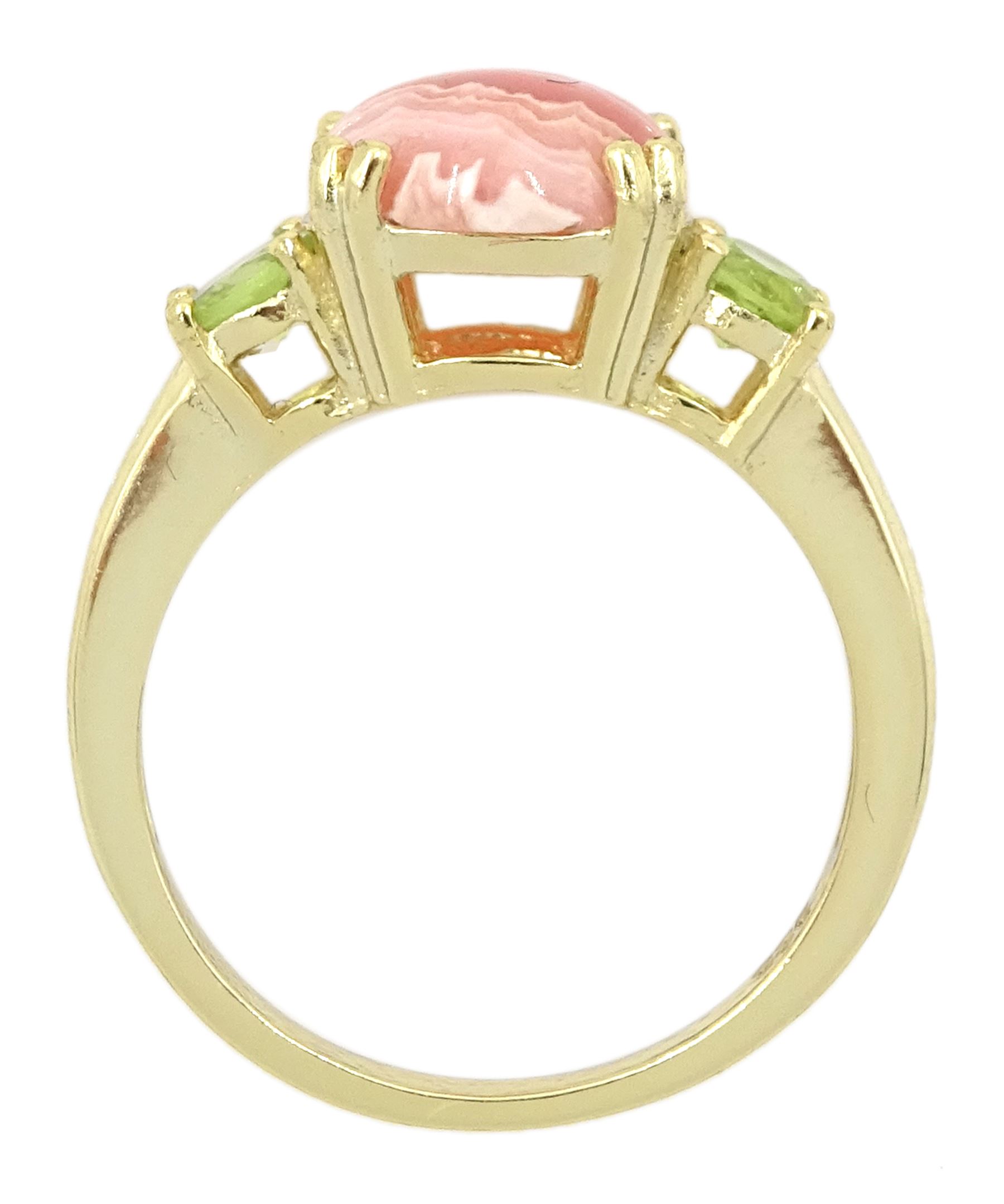 Silver-gilt rhodochrosite and peridot ring - Image 4 of 4