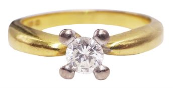 18ct gold single stone round brilliant cut diamond ring