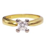 18ct gold single stone round brilliant cut diamond ring