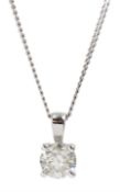 18ct white gold single stone round brilliant cut diamond pendant