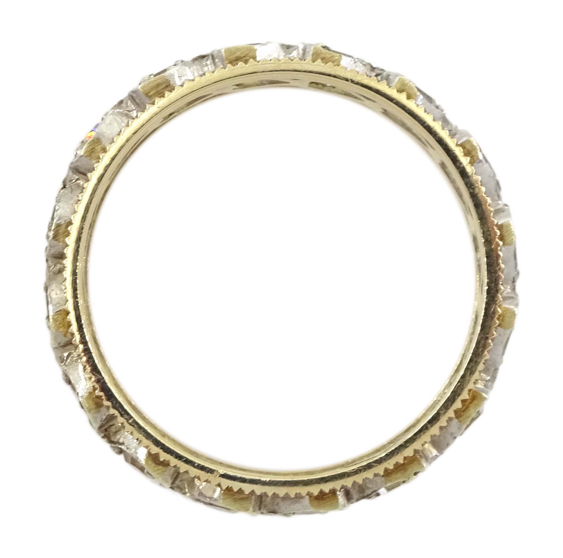 9ct yellow and white gold clear stone set full eternity ring - Image 3 of 3