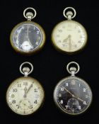 Four WWII British Military Issue pocket watches including Jaeger-LeCoultre