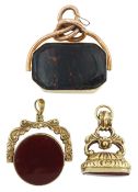 Victorian gold octagonal bloodstone swivel fob