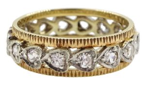 9ct yellow and white gold clear stone set full eternity ring