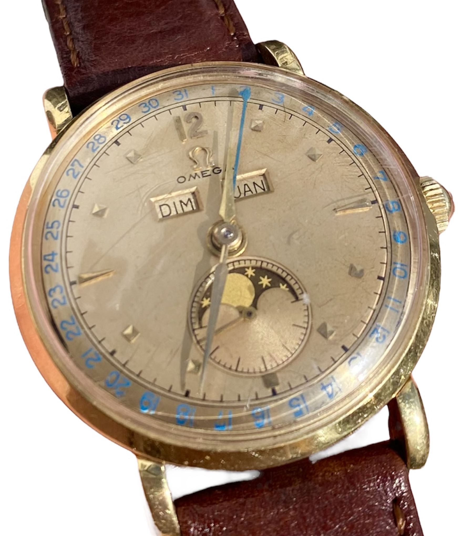 Omega Cosmic Moonphase triple calendar gentleman's 18ct gold manual wind wristwatch - Image 4 of 5