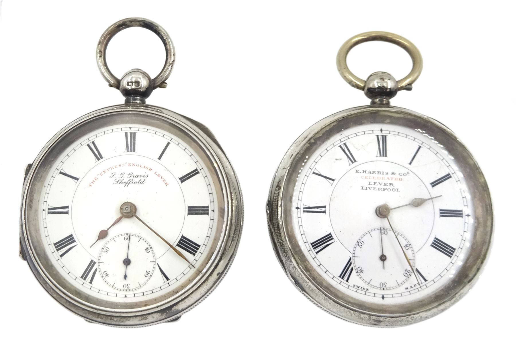 Edwardian silver open face 'The Express English Lever' pocket watch by J. G. Graves