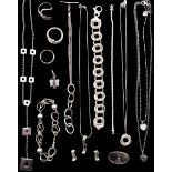 Collection of silver and stone set silver jewellery including necklaces