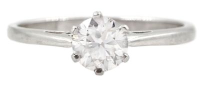 Platinum single stone round brilliant cut diamond ring