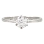 Platinum single stone round brilliant cut diamond ring