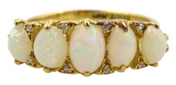 18ct gold graduating five stone opal ring