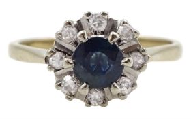 18ct white gold sapphire and diamond cluster ring